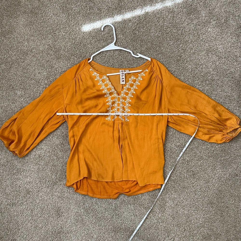 Women's Mustard Embroidered Top - Picture 4 of 6